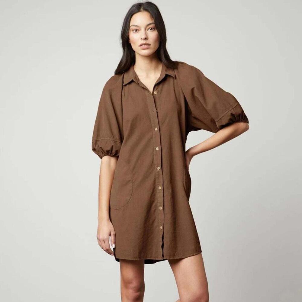 Velvet Graham & Spencer Kady Corduroy Button Front Puff Sleeve Mini Dress